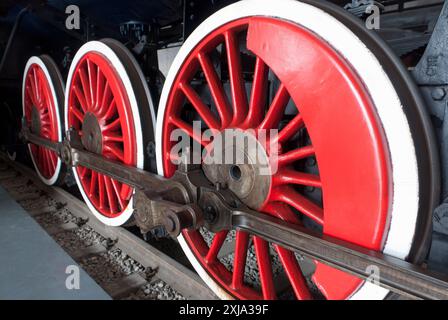 Steam Engine Rows Close up of the rows of steel wheels of a locomotive steam train Stock ...