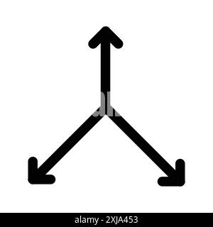 3 arrow way icon set in thin line outline style and linear vector sign Stock Vector