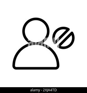 Block User Icon set in thin line outline style and linear vector sign Stock Vector