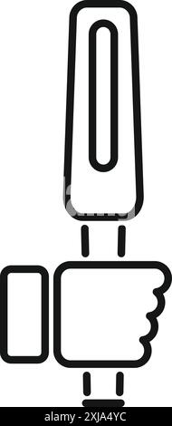 Line icon of a hand holding a uv disinfection lamp sterilizing a surface Stock Vector