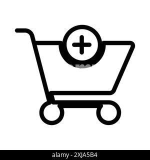 Cart download icon set in thin line outline style and linear vector sign Stock Vector