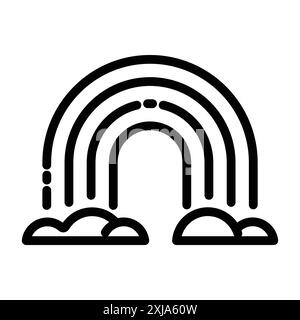 rainbow icon set in thin line outline style and linear vector sign Stock Vector