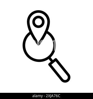 Location search icon set in thin line outline style and linear vector sign Stock Vector