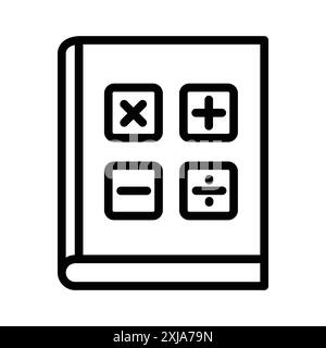 Maths book icon set in thin line outline style and linear vector sign Stock Vector
