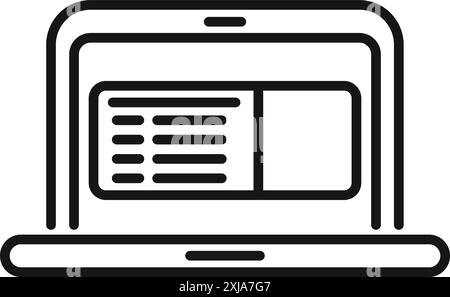 Open laptop displaying spreadsheet software on screen, suggesting financial analysis or data management Stock Vector