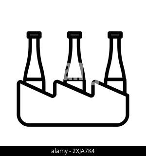 beer bottles in basket icon set in thin line outline style and linear vector sign Stock Vector