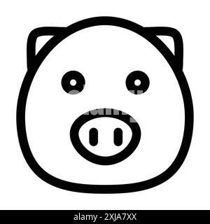 Pig face icon set in thin line outline style and linear vector sign Stock Vector