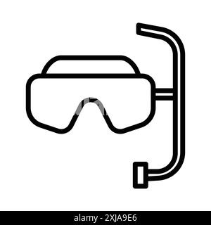 Diving mask icon set in thin line outline style and linear vector sign Stock Vector
