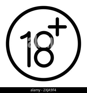 Eighteen plus icon set in thin line outline style and linear vector sign Stock Vector