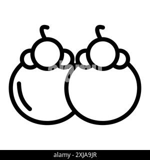 Mangosteen icon set in thin line outline style and linear vector sign Stock Vector