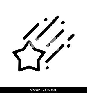 Falling Star Icon set in thin line outline style and linear vector sign Stock Vector