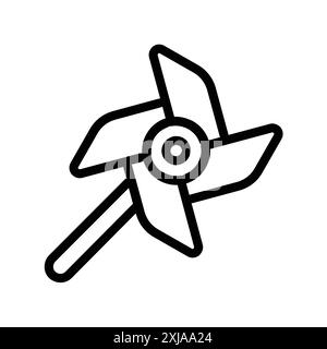 paper Windmill icon set in thin line outline style and linear vector sign Stock Vector