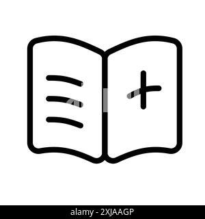 medical book icon set in thin line outline style and linear vector sign Stock Vector
