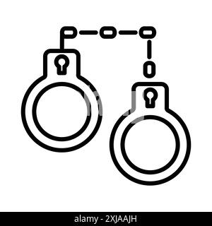 Handcuffs icon set in thin line outline style and linear vector sign Stock Vector