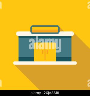 Minimalist illustration featuring a small shop building facade with closed doors, evoking a sense of closure or anticipation Stock Vector