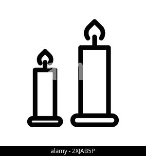 Shabbat candles icon set in thin line outline style and linear vector sign Stock Vector