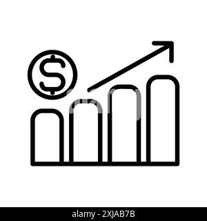 Rise price icon set in thin line outline style and linear vector sign Stock Vector
