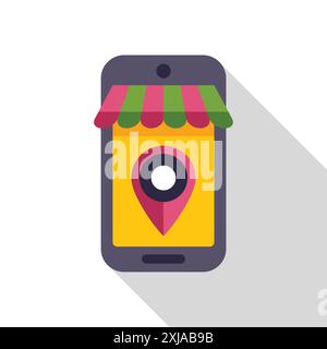 Online shop concept with location pin displayed on smartphone screen Stock Vector