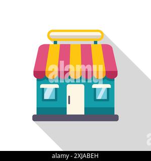 Cartoon storefront with awning, representing a small business in a local community Stock Vector