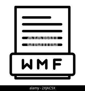 WMF File Document Icon set in thin line outline style and linear vector ...