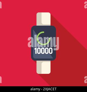 Fitness tracker is displaying reaching the goal of 10000 steps Stock Vector