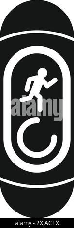 Black and white icon of a pedestrian crossing signal showing a running man and countdown timer Stock Vector