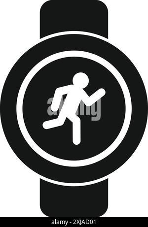 Simple icon of a running man displayed on a smartwatch, suggesting fitness tracking Stock Vector