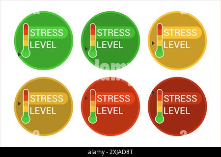 Measuring the level of stress. Set of icons with different indicators. Stock Vector