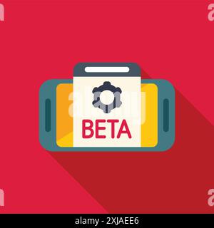 Smartphone showing beta software with a gear icon, symbolizing testing and development Stock Vector