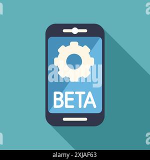 Software update or new app beta version concept with a smartphone and a gear icon Stock Vector
