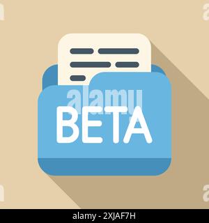 Blue beta software file folder containing documents, representing the testing phase of a software development project Stock Vector