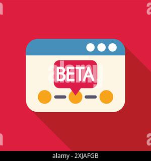 Computer screen displaying a beta version of a software, highlighting the testing phase of a new digital product Stock Vector
