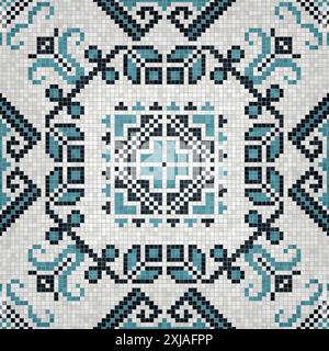 Mosaic tiles  background, seamless vector pattern Stock Vector