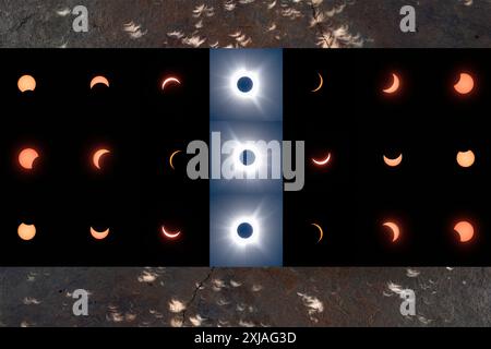 Composite of Total Solar Eclipse April 8, 2024 near Little Rock, Arkansas Stock Photo
