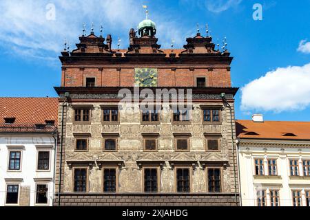 The Municipal Building of Pilsen (Plzen) is located on náměstí Republiky no. 1 in the historic town hall in Renaissance style from 16th century. Czech Stock Photo