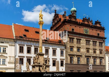 The Municipal Building of Pilsen (Plzen) is located on náměstí Republiky no. 1 in the historic town hall in Renaissance style from 16th century. Czech Stock Photo