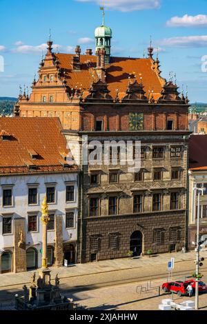 The Municipal Building of Pilsen (Plzen) is located on náměstí Republiky no. 1 in the historic town hall in Renaissance style from 16th century. Czech Stock Photo