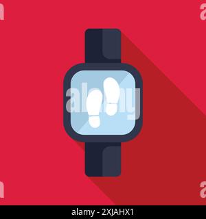 Modern smartwatch displaying walking steps icon, emphasizing fitness tracking capabilities Stock Vector