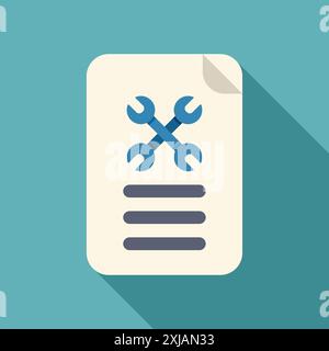 Crossed wrenches on a document representing the concept of a repair manual Stock Vector
