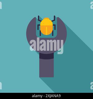 Wrench is holding a bug showing the concept of fixing programming errors Stock Vector
