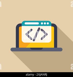 Laptop displaying html code on its screen, representing web development and programming concepts Stock Vector