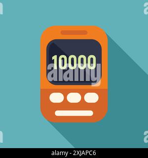 Orange mobile phone showing 10000 followers, concept of reaching a target on social media Stock Vector