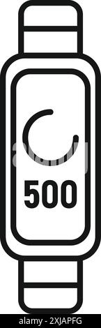 Line drawing of a smart watch displaying 500 calories burned Stock Vector