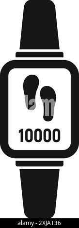 Smart watch is showing steps icon, editable stroke vector illustration ...