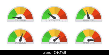 Measuring the level of stress. Set of icons with different indicators. Stock Vector