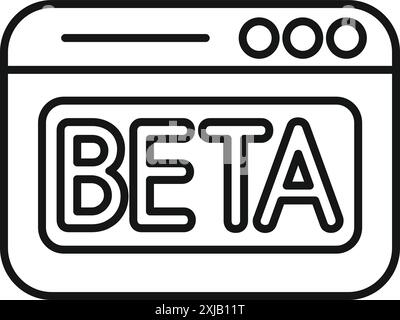 Simple outline design of beta version software displayed on webpage Stock Vector