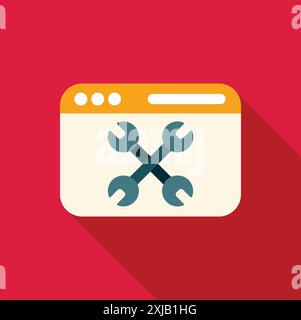 Website maintenance concept with crossed wrenches displayed in a web browser window Stock Vector
