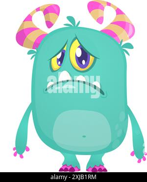 Sad cartoon monster. Halloween vector illustration. Great for package or party decoration. Stock Vector