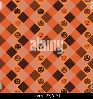 Pumpkin with plaid pattern Stock Vector