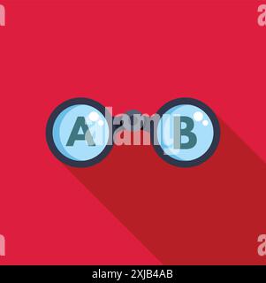 Binoculars are showing a b choice for making decision and vision concept in flat style Stock Vector
